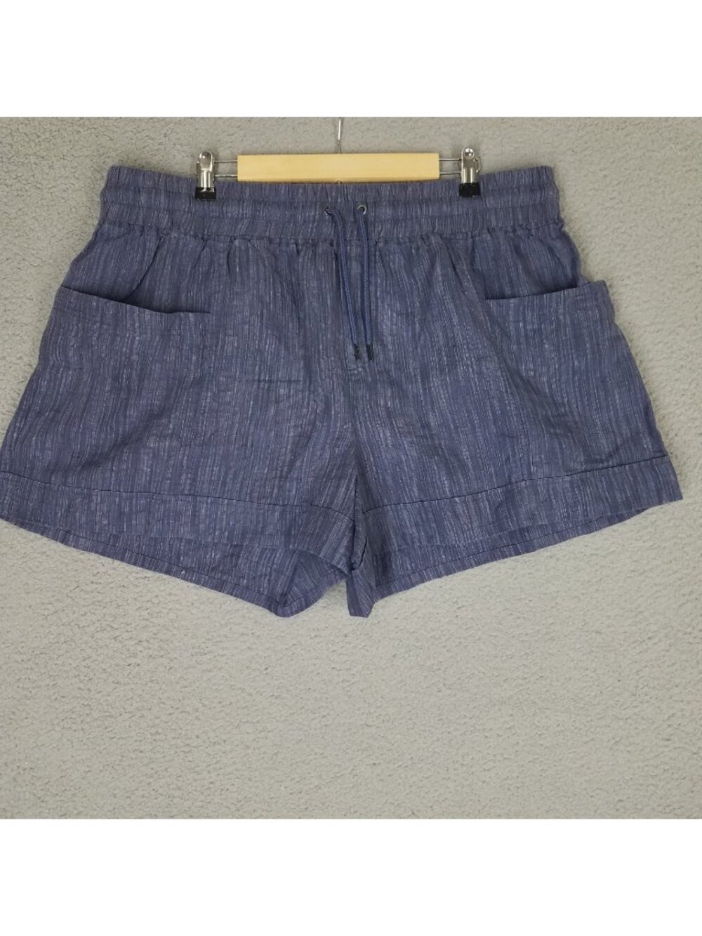 NEW Athleta Cabo Linen 4" Shorts Women's 20 Pull On Beach Coastal Lounge Blue